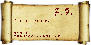 Priher Ferenc névjegykártya